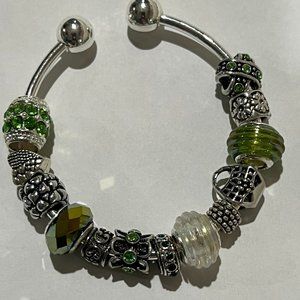 GREEN BANGLE EUROPEAN  CHARM BRACELET
